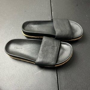 Women’s black leather Vince sandals